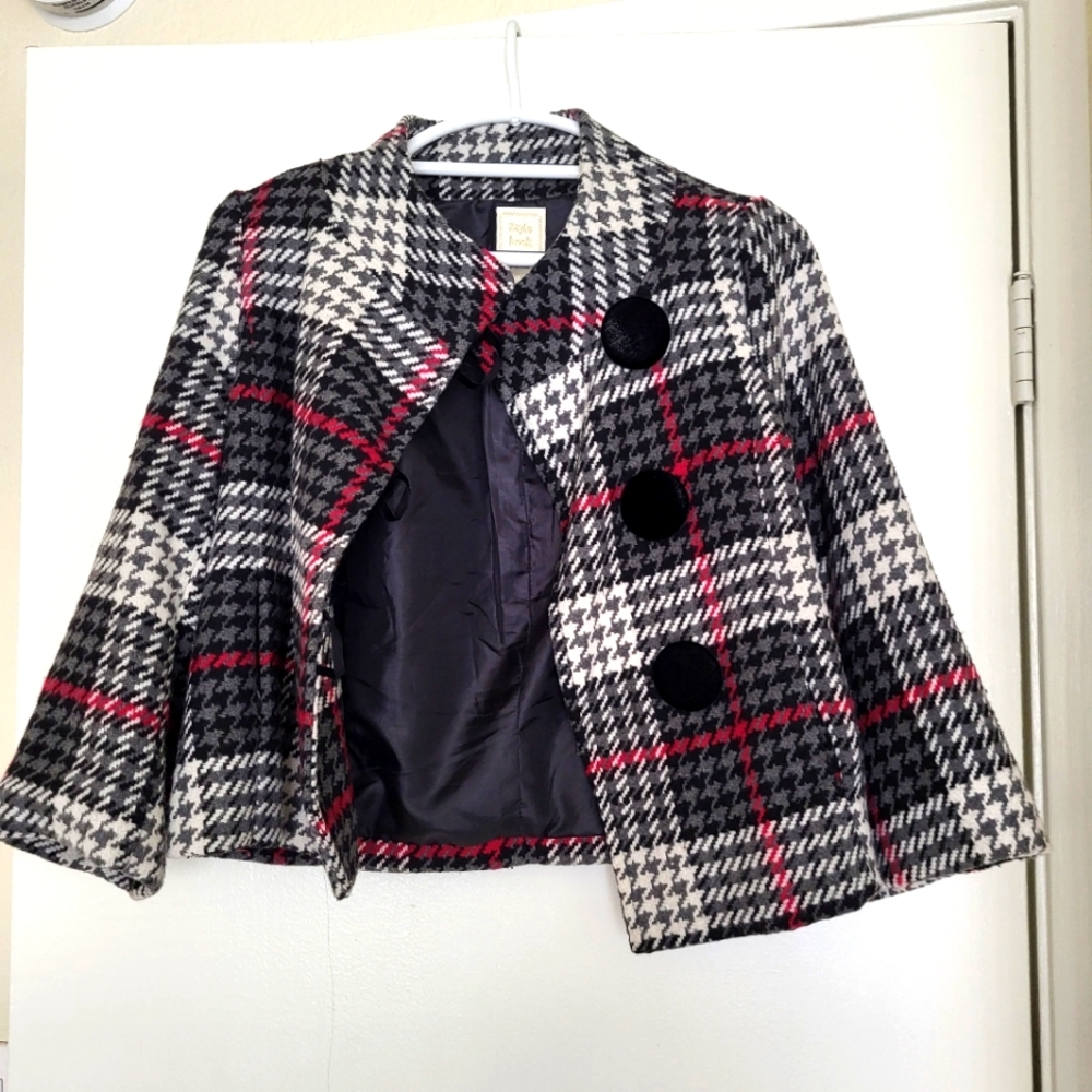Stylish Houndstooth Women's S Jacket Style Book Oversize Buttons